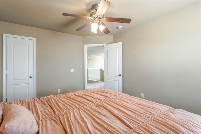 bedroom featuring ceiling fan