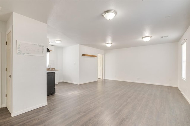 unfurnished living room featuring hardwood / wood-style flooring