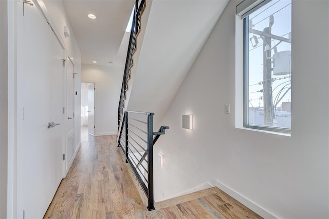 841 NW 6th St, Oklahoma City, OK 73106 - hall with baseboards, light wood finished floors, and recessed lighting