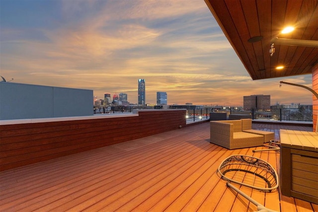 841 NW 6th St, Oklahoma City, OK 73106 - deck at dusk with a skyline view