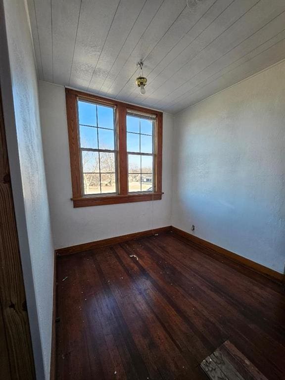 spare room with dark hardwood / wood-style floors