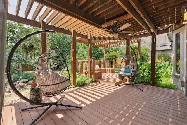1408 NW 147th St, Edmond, OK 73013 - wooden terrace with ceiling fan