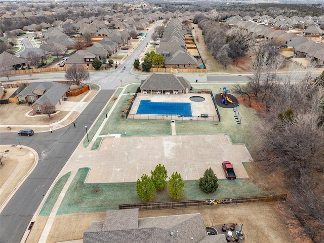 bird's eye view with a residential view