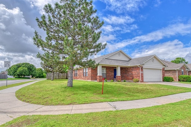 10700 NW 36th Pl, Yukon, OK 73099 - view of front of property with an attached garage, brick siding, driveway, and roof with shingles