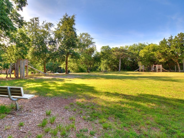 view of yard with a playground