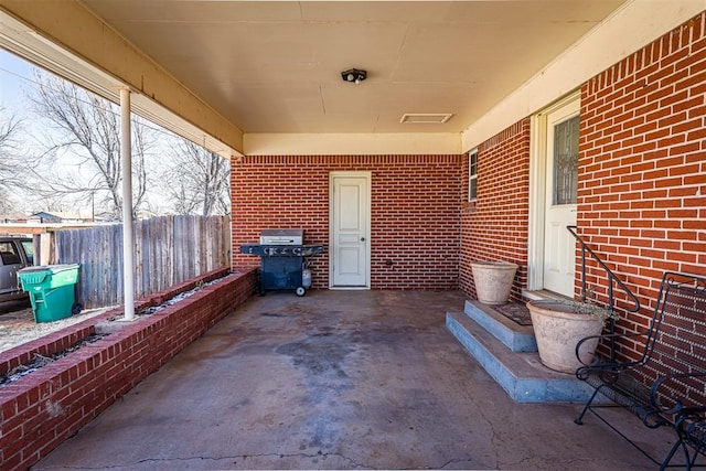 view of patio / terrace featuring a grill