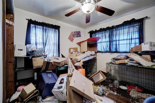 home office with a ceiling fan