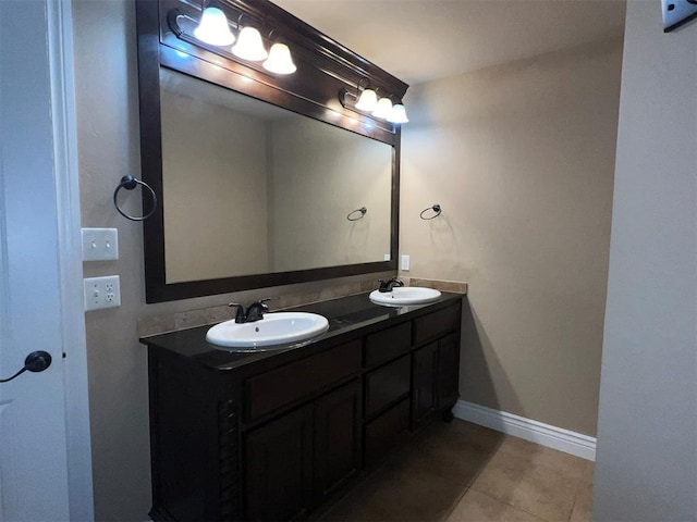 bathroom with tile patterned flooring and vanity