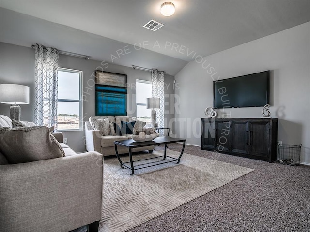 carpeted living room featuring a wealth of natural light