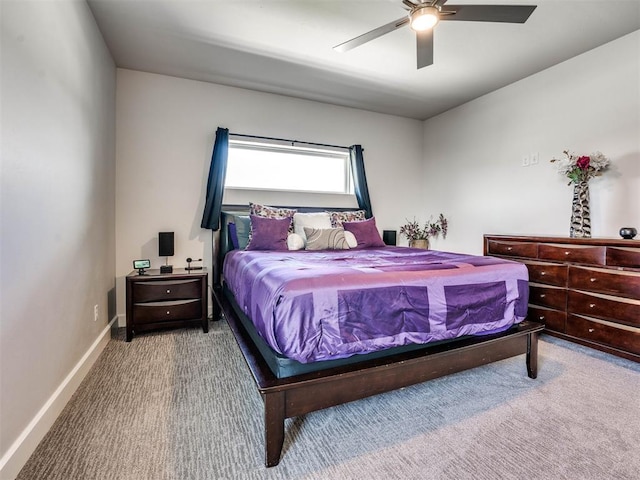 bedroom featuring carpet and ceiling fan