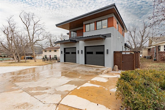 contemporary home featuring a garage