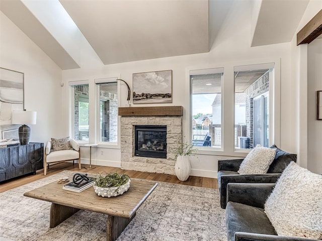 7308 Sunset Sail Ave, Edmond, OK 73034 - living area featuring baseboards, wood finished floors, and a wealth of natural light