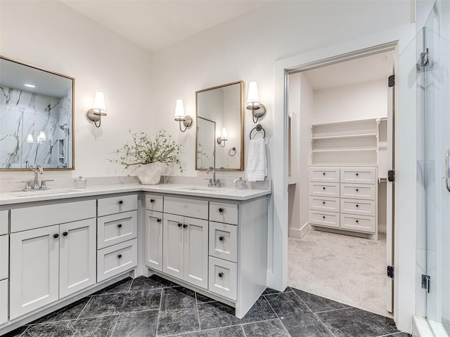 7308 Sunset Sail Ave, Edmond, OK 73034 - full bath with a sink, a marble finish shower, and double vanity
