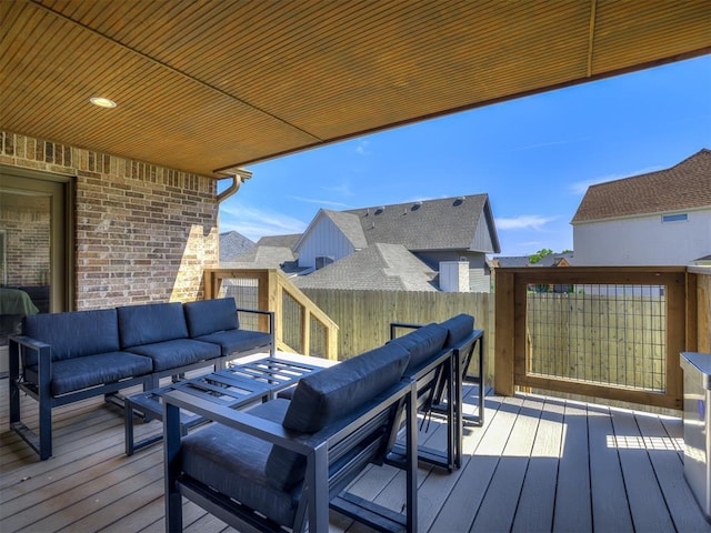 7308 Sunset Sail Ave, Edmond, OK 73034 - wooden deck featuring fence and an outdoor hangout area