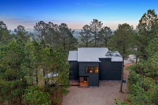 view of front of property with metal roof