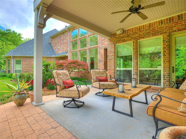 405 Flint Ridge Ct, Norman, OK 73072 - view of patio / terrace with ceiling fan