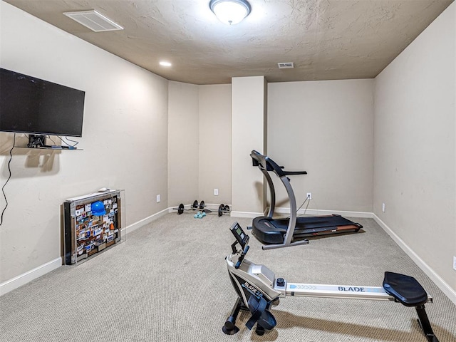 405 Flint Ridge Ct, Norman, OK 73072 - workout area featuring carpet floors and baseboards