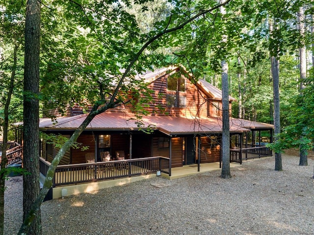 view of log home