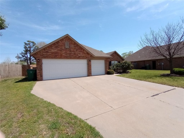 8016 Heather Glen Dr, Yukon, OK 73099 - single story home featuring brick siding, fence, a front yard, and a garage