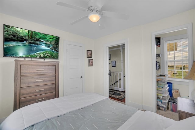 bedroom featuring ceiling fan