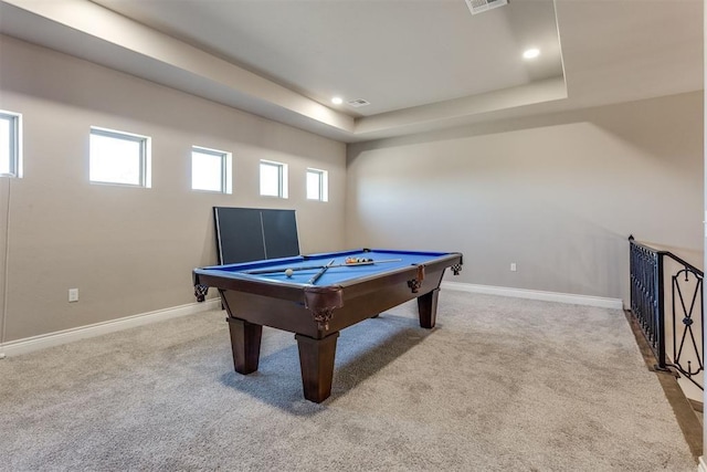 3910 Sienna Rdg, Newcastle, OK 73065 - game room with pool table, carpet flooring, baseboards, visible vents, and recessed lighting