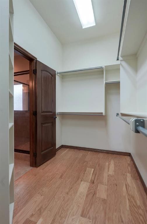 walk in closet featuring light hardwood / wood-style flooring