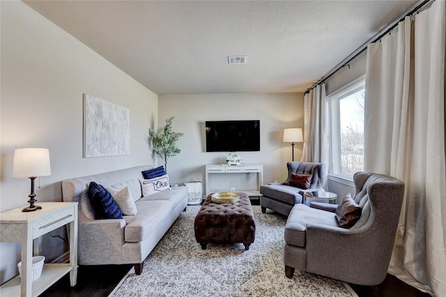 414 NW 50th St, Oklahoma City, OK 73118 - living room featuring wood finished floors and a textured ceiling