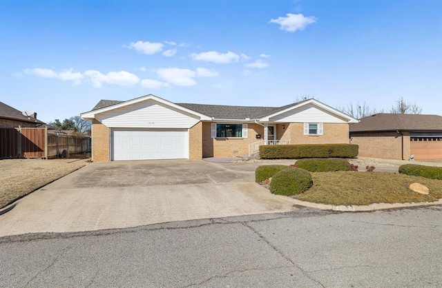 single story home with a garage