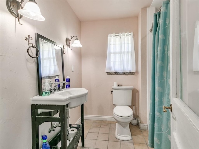 17826 240th St, Washington, OK 73093 - full bathroom with toilet, tile patterned flooring, a shower with shower curtain, and a sink