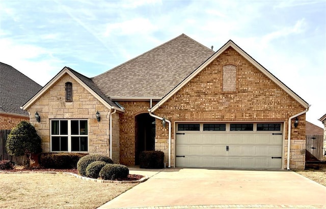 view of front of property with a garage