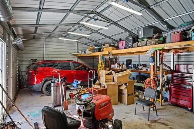 garage featuring metal wall