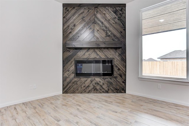 unfurnished living room with light hardwood / wood-style floors