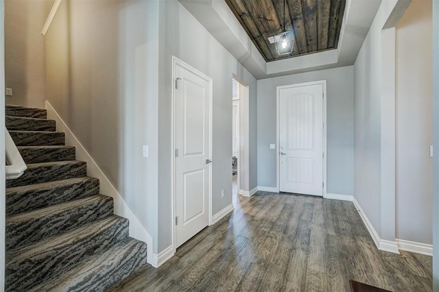 foyer featuring dark wood-type flooring