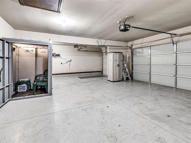 garage with a garage door opener