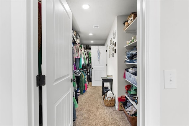 walk in closet featuring carpet