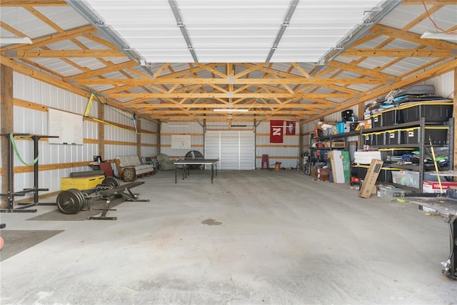 garage featuring metal wall