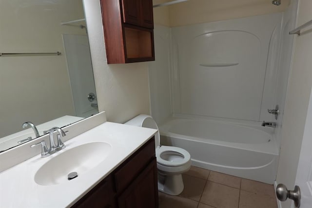 2841 NW 184th Ter, Edmond, OK 73012 - bathroom featuring bathing tub / shower combination, vanity, toilet, and tile patterned floors