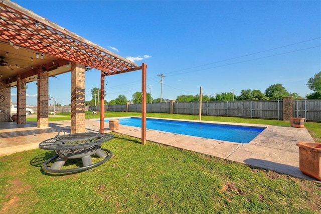4220 Caribou St, Tuttle, OK 73089 - view of pool featuring a lawn, a fenced backyard, a fenced in pool, and a patio area
