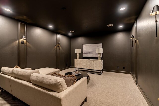 20945 Alba Ct, Edmond, OK 73012 - carpeted cinema room featuring baseboards and recessed lighting