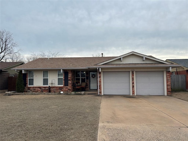 single story home with a garage