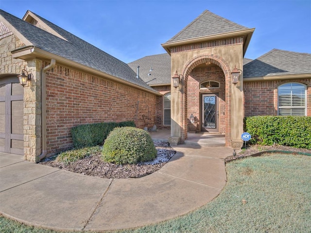 entrance to property with a garage