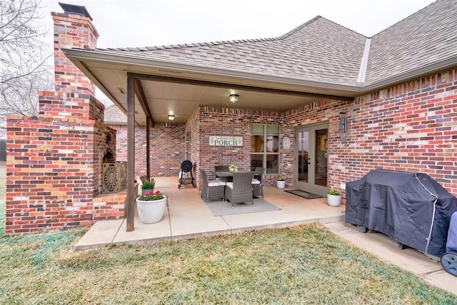 view of patio / terrace with a grill