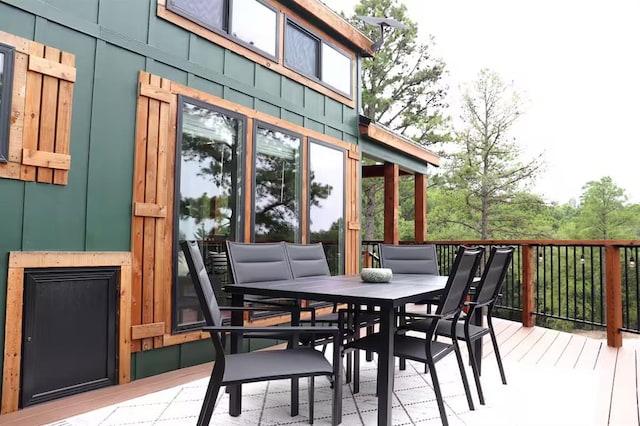 161720 N 4335th Rd, Clayton, OK 74536 - wooden terrace with outdoor dining space