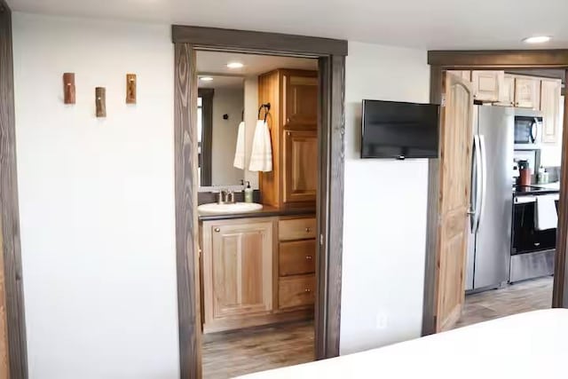 161720 N 4335th Rd, Clayton, OK 74536 - interior space with a sink and light wood-style flooring