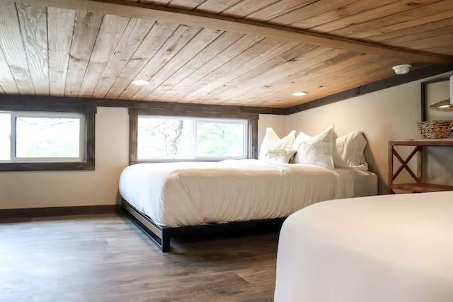 161720 N 4335th Rd, Clayton, OK 74536 - bedroom featuring wood ceiling, baseboards, and wood finished floors
