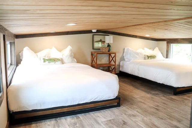 161720 N 4335th Rd, Clayton, OK 74536 - bedroom featuring vaulted ceiling, wood finished floors, and wood ceiling