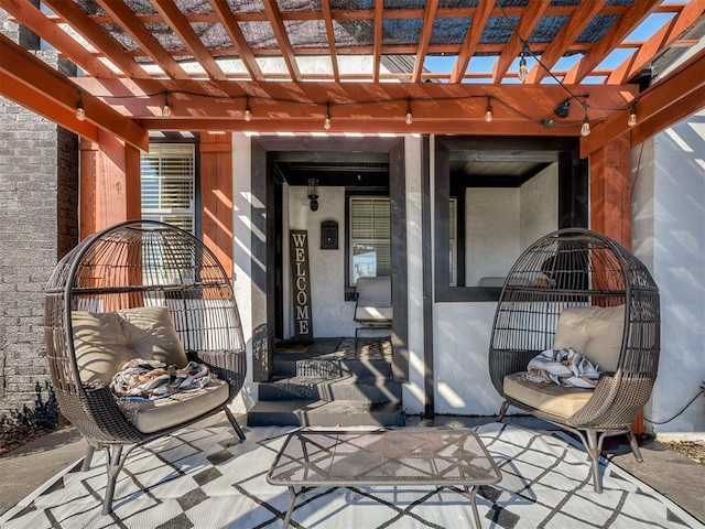 view of patio featuring a pergola