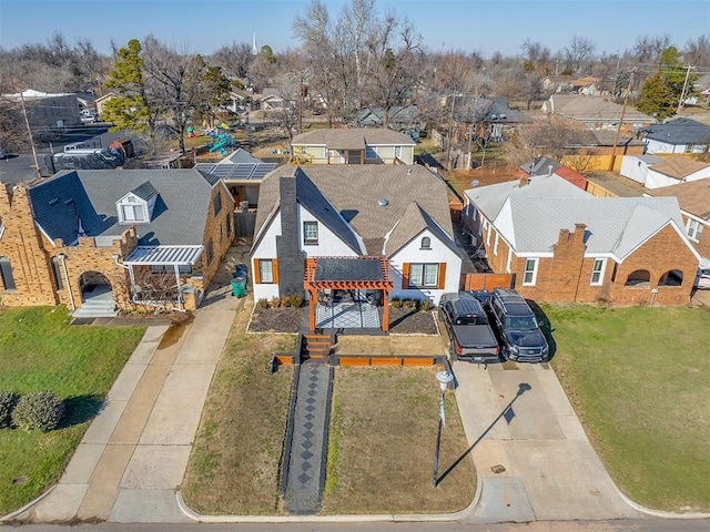 aerial view with a residential view