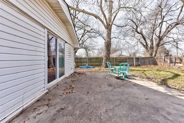 view of patio / terrace with a fenced backyard and outdoor dining space