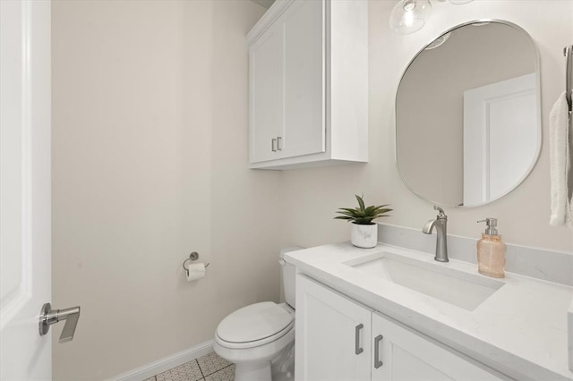 10949 Sandstone Ridge Way, Guthrie, OK 73044 - half bathroom featuring vanity, toilet, tile patterned floors, and baseboards